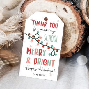 Étiquettes-cadeau Merci pour rendre l'école joyeuse et brillante