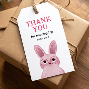 Étiquettes-cadeau Merci pour sauter par avec lapin rose