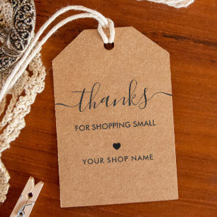 Étiquettes-cadeau Merci pour Shopping Small Étiquette, Kraft