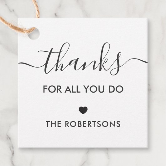 Étiquettes Cadeau Merci Pour Tout Ce Que Vous Faites Balise Cadeau, (Devant)