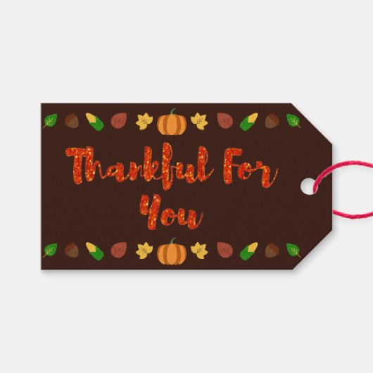 Étiquettes-cadeau Merci Pour Vous, Thanksgiving (Devant (Horizontal))
