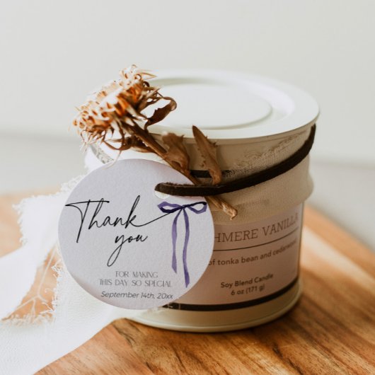 Étiquettes Cadeau Merci pourpre Bow Fête des mariées Moody