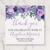 Étiquettes Cadeau Merci pourpre de Quinceanera (Devant)