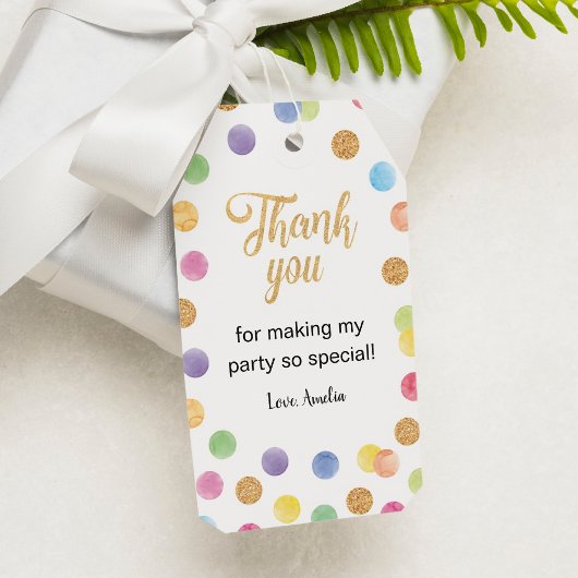 Étiquettes-cadeau Merci Rainbow Spot Balise Anniversaire