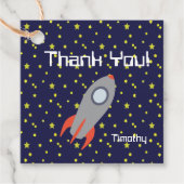 Étiquettes Cadeau Merci Retro Rocket navire avec Motif étoile (Devant)