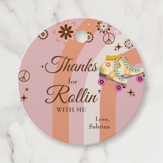 Étiquettes Cadeau Merci Rollin' With Me Roller Skate Anniversaire (Devant)