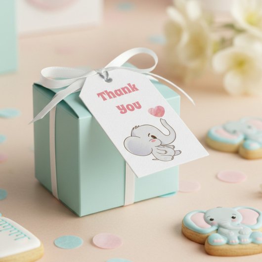 Étiquettes-cadeau Merci rose bébé