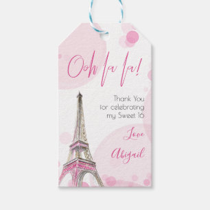 Étiquettes-cadeau Merci rose de Tour Eiffel de Paris de sweet