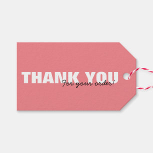 Étiquettes-cadeau Merci rose moderne pour la pendaison de commande