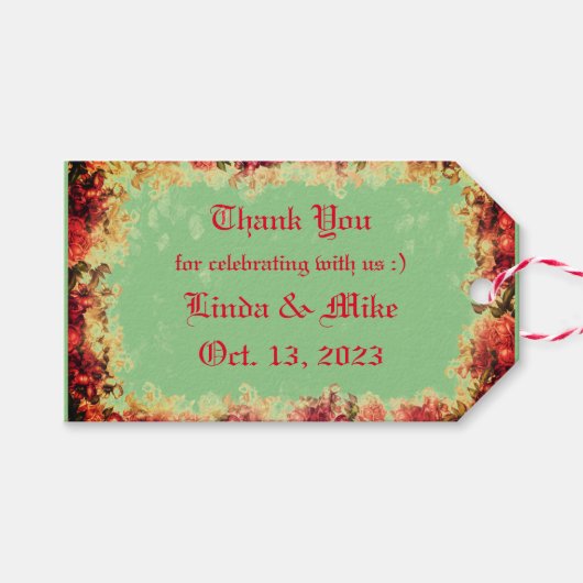 Étiquettes-cadeau Merci - roses - Favoriser (Devant (Horizontal))