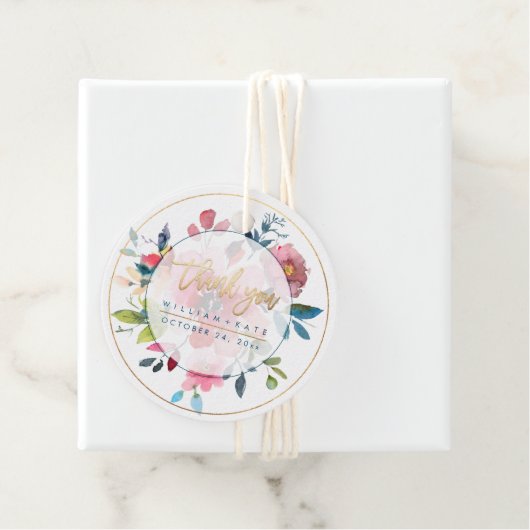 Étiquettes Cadeau Merci, Roses Red Ombre (En situation)