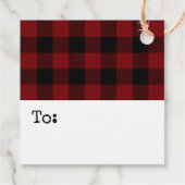 Étiquettes Cadeau Merci rouge et noir de buffle plaid (Dos)
