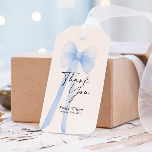 Étiquettes-cadeau Merci Ruban Bleu