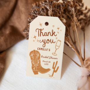 Étiquettes-cadeau Merci rustique du Baby shower occidental