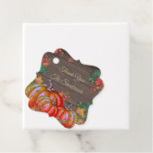 Étiquettes Cadeau Merci Rustique Orange Citrouille Automne Feuilles  (En situation)