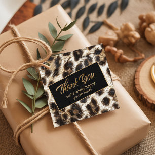 Étiquettes Cadeau Merci sauvage heureux Leopard blanc ID1157