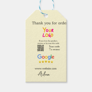 Étiquettes-cadeau Merci scan QR avis Google entreprise