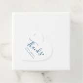 Étiquettes Cadeau Merci script blanc bleu mariage (En situation)