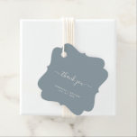 Étiquettes Cadeau Merci Script Dusty Blue Sea Mariage en verre<br><div class="desc">Balise Merci Script Dusty Blue Sea Glass Wedding Favor</div>