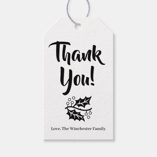 Étiquettes-cadeau Merci script feuillage rustique kraft Thanksgiving (Devant)