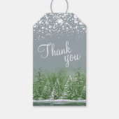 Étiquettes-cadeau Merci script green gray pine trees art (Devant)