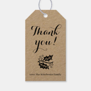 Étiquettes-cadeau Merci script personnalisé kraft rustique Thanksgiv