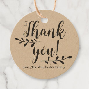 Étiquettes Cadeau Merci script personnalisé rustique Thanksgiving