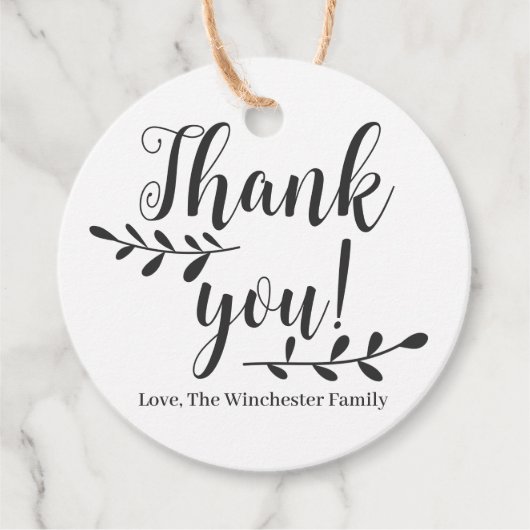 Étiquettes Cadeau Merci script personnalisé rustique Thanksgiving (Devant)