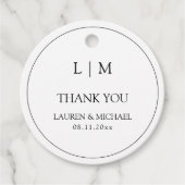 Étiquettes Cadeau Merci simple Monogramme noir & blanc moderne (Devant)