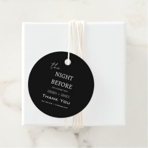 Étiquettes Cadeau Merci Simple Noir la nuit avant le Mariage