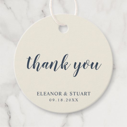 Étiquettes Cadeau Merci Simple Uni Couleur Ivoire Mariage (Devant)