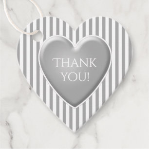Étiquettes Cadeau Merci Simples Gris Motif / Coeur blanc