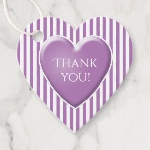 Étiquettes Cadeau Merci simples rayures Motif Lavande Coeur