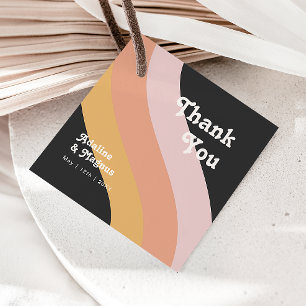 Étiquettes Cadeau Merci sombre Rainbow des années 70