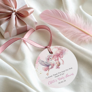 Étiquettes Cadeau Merci Stork & Pink Cloud Baby shower Favoriser la