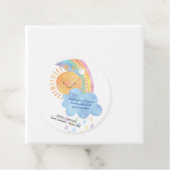 Étiquettes Cadeau Merci Sunshine Rainbow Baby shower (En situation)