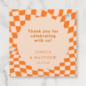 Étiquettes Cadeau Merci super Retro Orange Check Mariage personnalis (Dos)