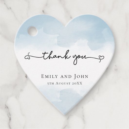 Étiquettes Cadeau Merci Swash Names mariage bleu clair (Devant)
