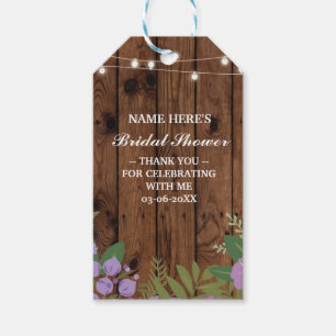 Étiquettes-cadeau Merci Tag Floral Favoriser Fête des mariées en boi