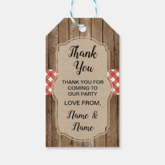 Étiquettes-cadeau Merci Tags Mariage Rouge En vichy BBQ Burlap