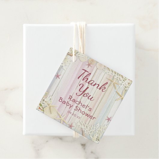 Étiquettes Cadeau Merci Tropical Beach Seashell Baby shower (En situation)