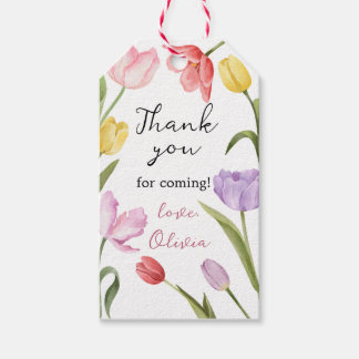 Étiquettes-cadeau Merci tulipes floral boho