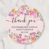 Étiquettes Cadeau Merci typographie prairie fleurs sauvages pastel (Devant)