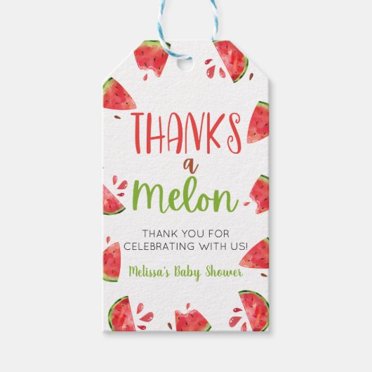 Étiquettes-cadeau Merci Un Melon Pastèque Faveur de Baby Shower (Devant)