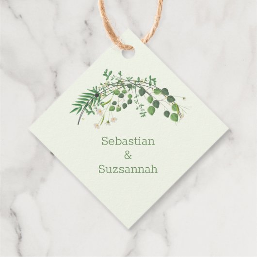 Étiquettes Cadeau Merci Vert Fleurs minuscules couronne (Dos)