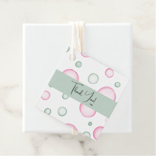 Étiquettes Cadeau Merci Vivante bulles rose et vert