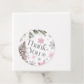 Étiquettes Cadeau Merci Winter Wonderland Rose (En situation)