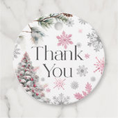 Étiquettes Cadeau Merci Winter Wonderland Rose (Devant)