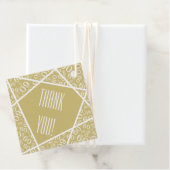 Étiquettes Cadeau Merci Wonky Lines 60 Numéro Motif Or/Blanc (En situation)