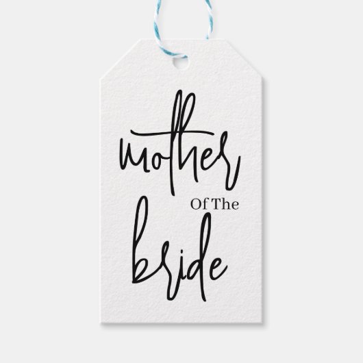 Étiquettes-cadeau Mère de la mariée noir et blanc  (Devant)